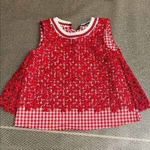 Ermanno Scervino Red and White shirt with knitted lace